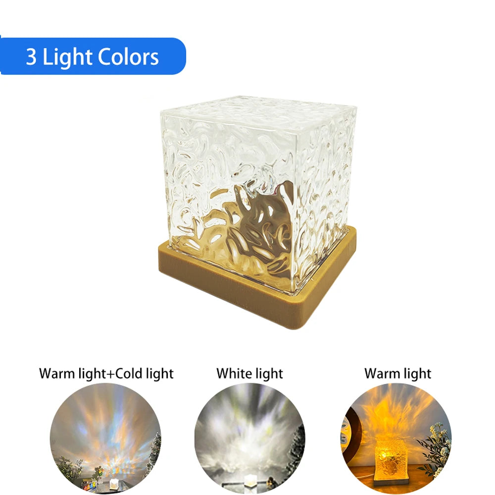 Water Ripple Lamp: 16 Colors & Rotating Flame Effect.