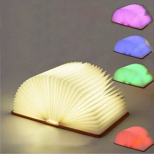 3D LED Book Lamp: RGB Wooden Night Light.